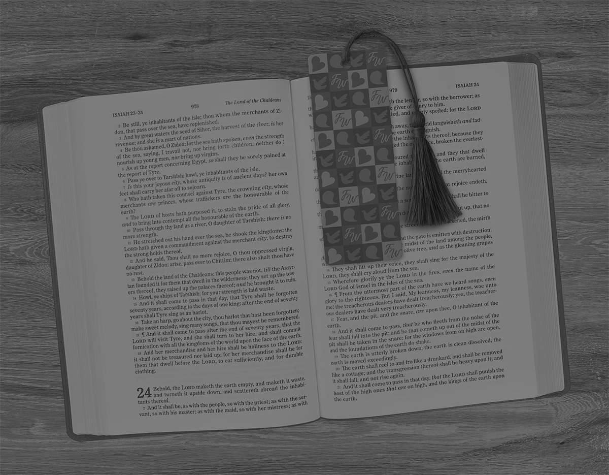 Bible with custom designed Fairlawn-West bookmark