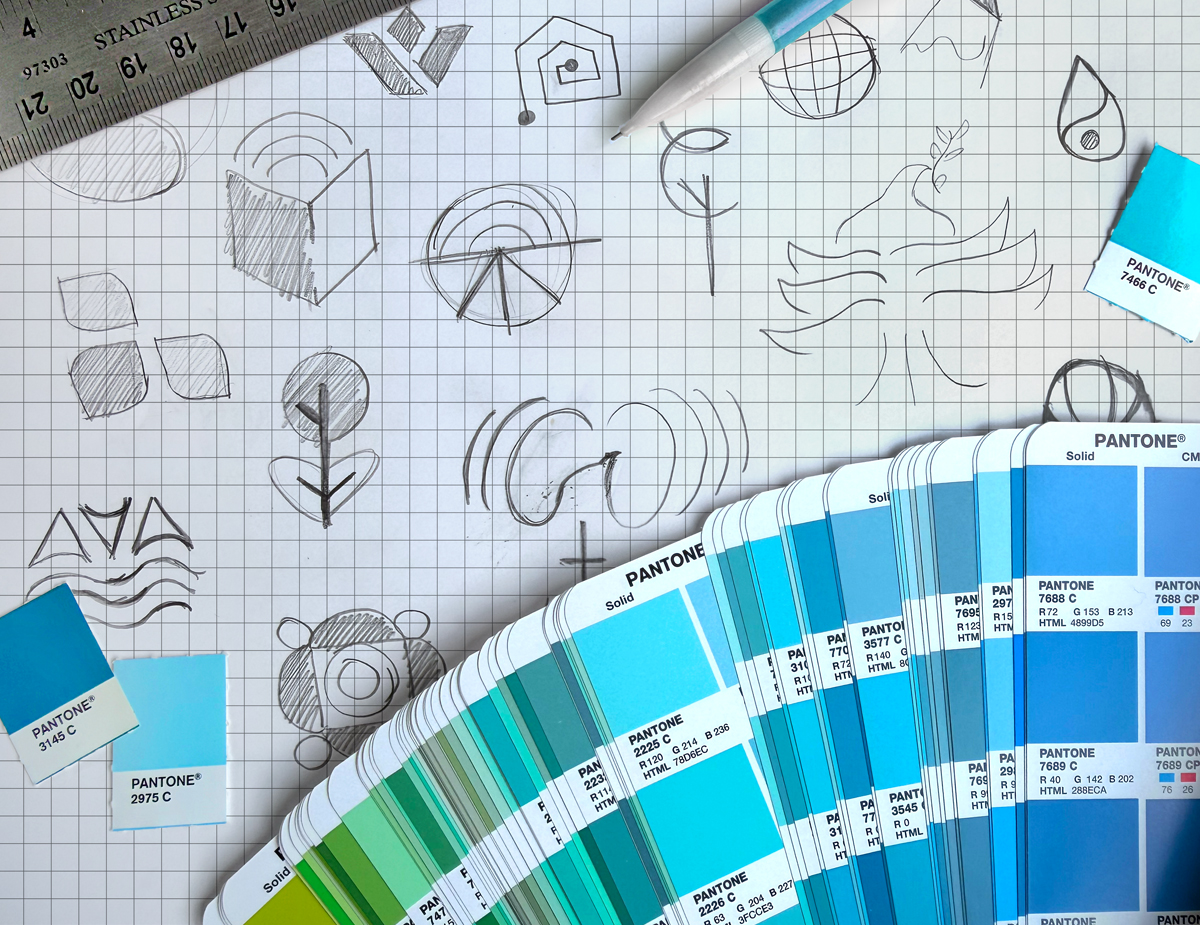 Triad logo sketches color
