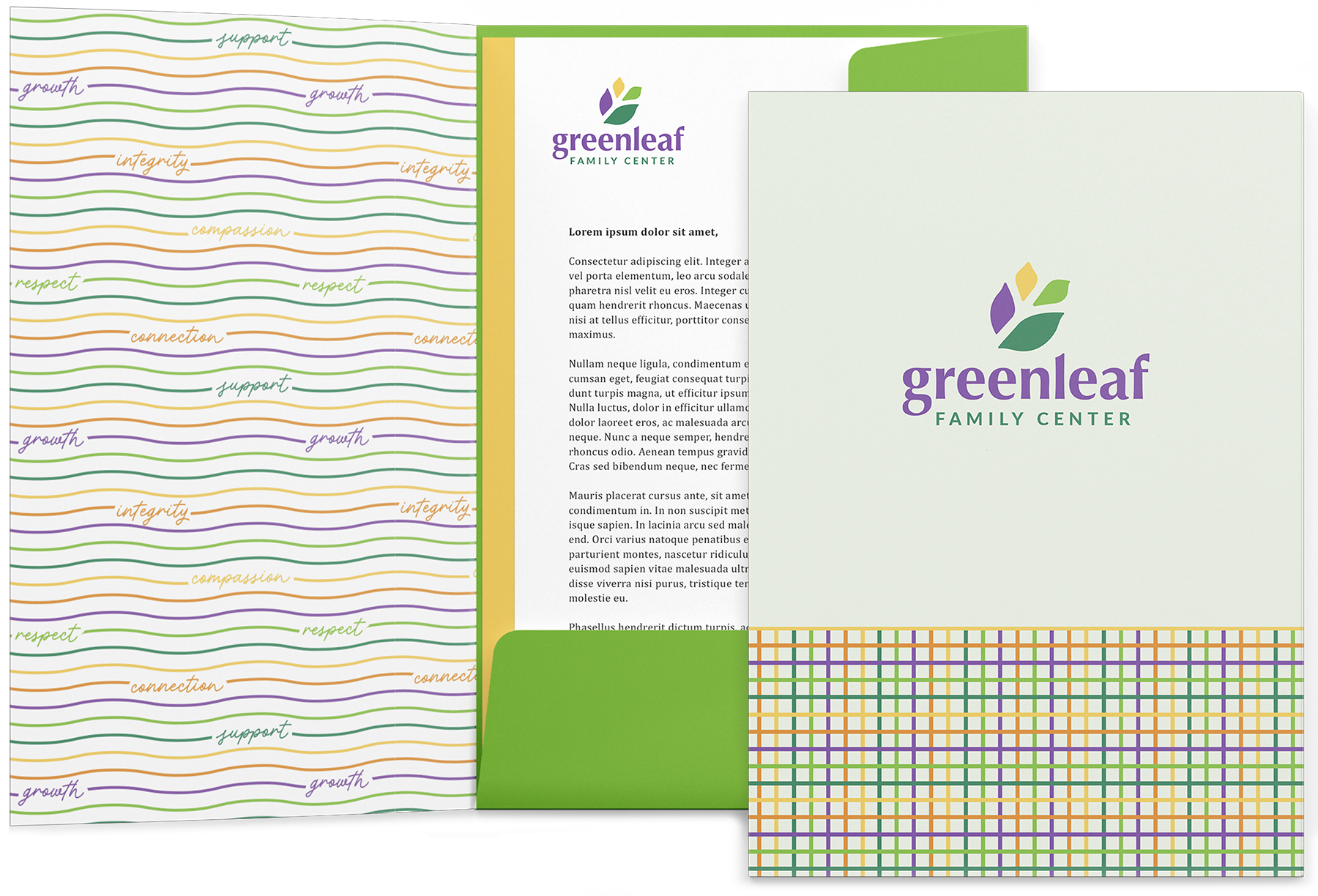 A branded folder with letter document inside