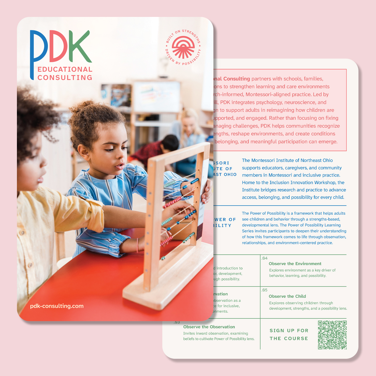 TRIAD PDK educational consulting palm card